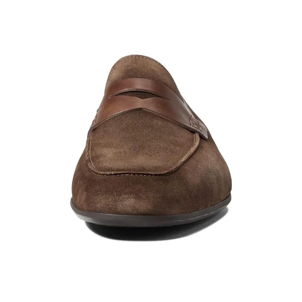 MAGNANNI MEN'S RAMIRO II PENNY LOAFER, NAVY/MID BROWN, 9.5